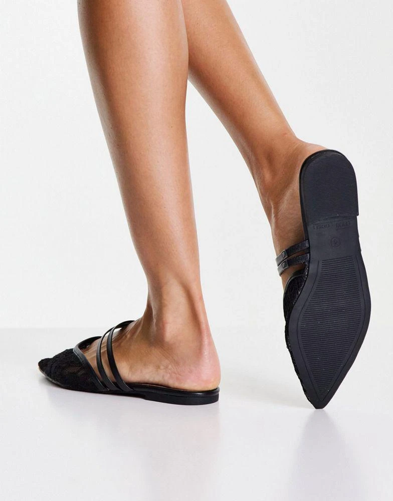 商品ASOS|ASOS DESIGN Lesley pointed ballet flats in black lace,价格¥78,第3张图片详细描述