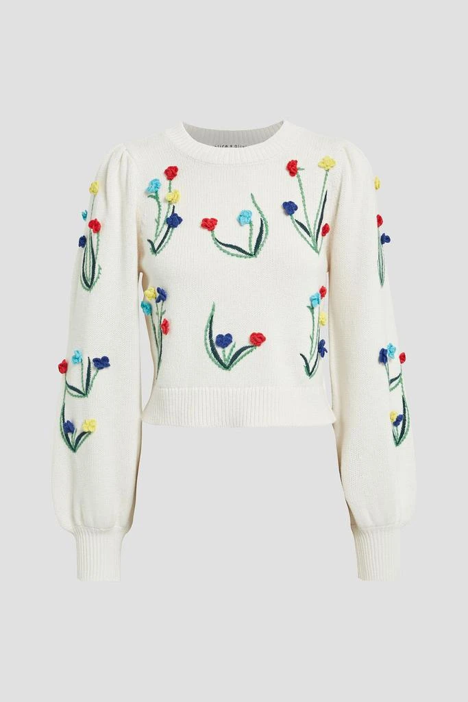 商品Alice + Olivia|Wendell cropped embroidered knitted sweater,价格¥743,第3张图片详细描述