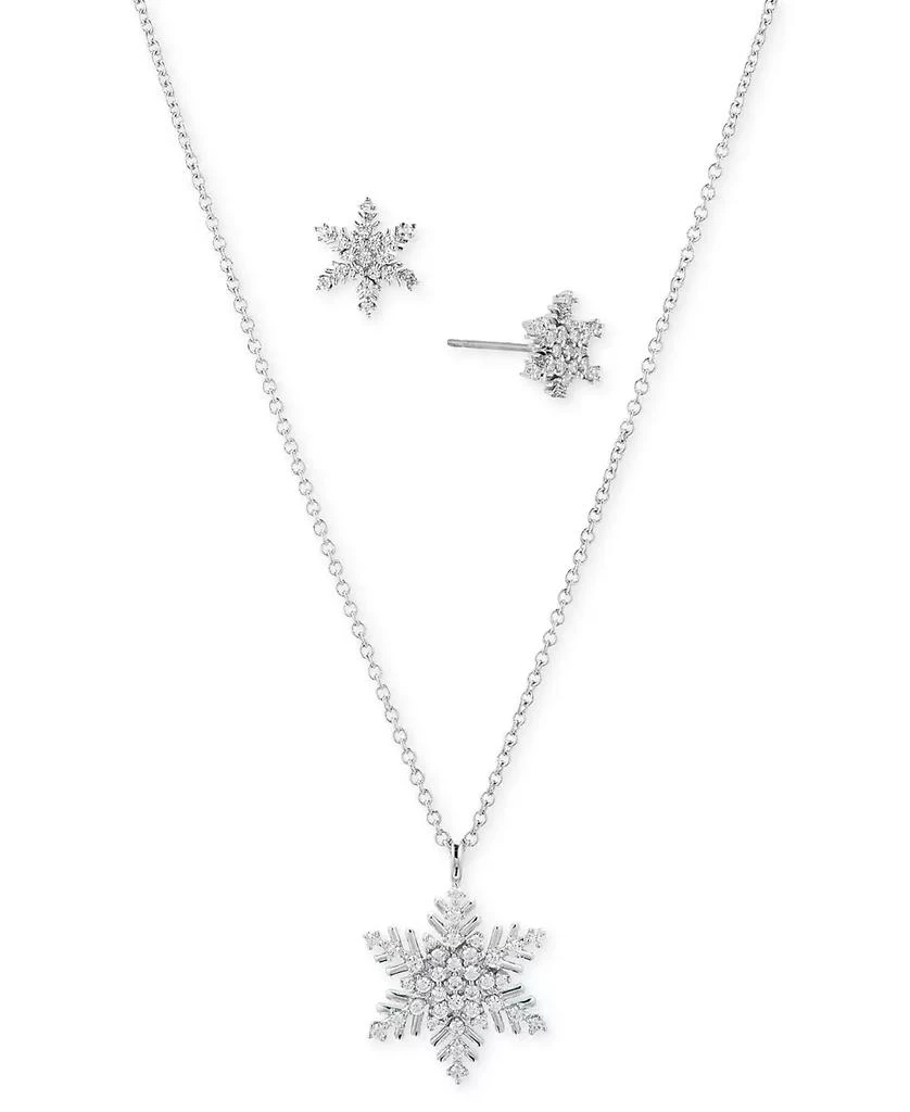 商品Eliot Danori|Silver-Tone Crystal Snowflake Necklace & Earrings Set, 16" + 2" extender,价格¥337,第1张图片