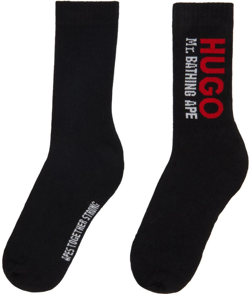 商品Hugo Boss|Black & White Mr. Bathing Ape Edition Two-Pack Logo Socks,价格¥204,第3张图片详细描述