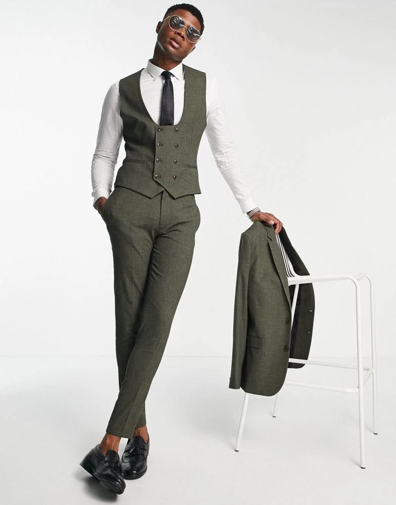 商品ASOS|ASOS DESIGN wedding super skinny suit trousers in forest green micro texture,价格¥169,第1张图片