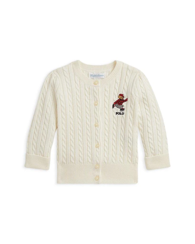 商品Ralph Lauren|Polo Girls' Polo Bear Min Cable Cotton Cardigan - Baby,价格¥436,第1张图片