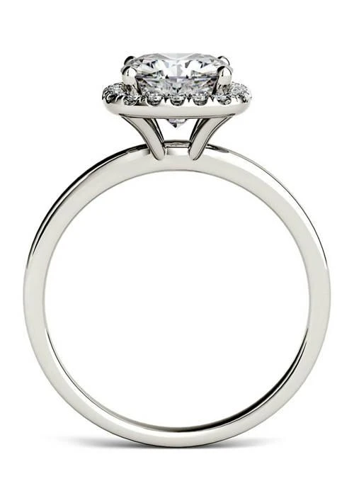 商品Charles & Colvard|Colvard 1.43 Ct. T.w. Moissanite Cushion Halo Ring In 14K White Gold,价格¥6654,第2张图片详细描述