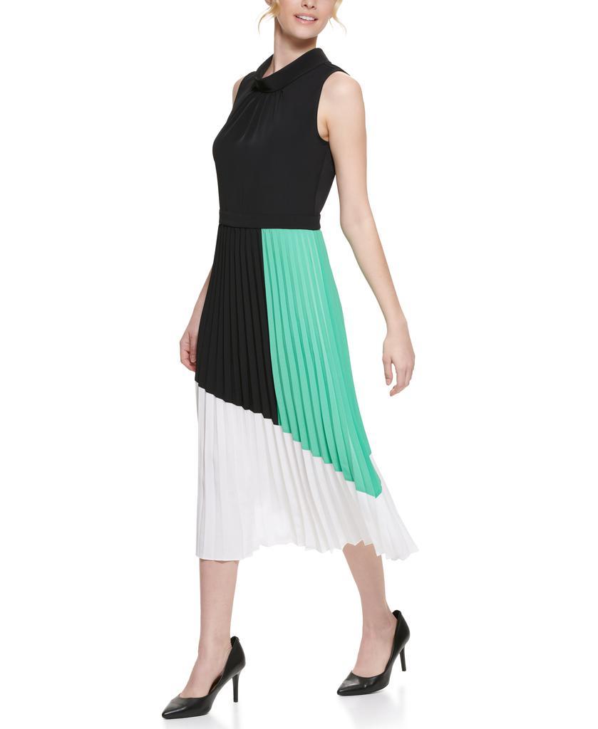 商品Karl Lagerfeld Paris|Silky Color Block Mock Neck Midi Dress,价格¥426,第4张图片详细描述