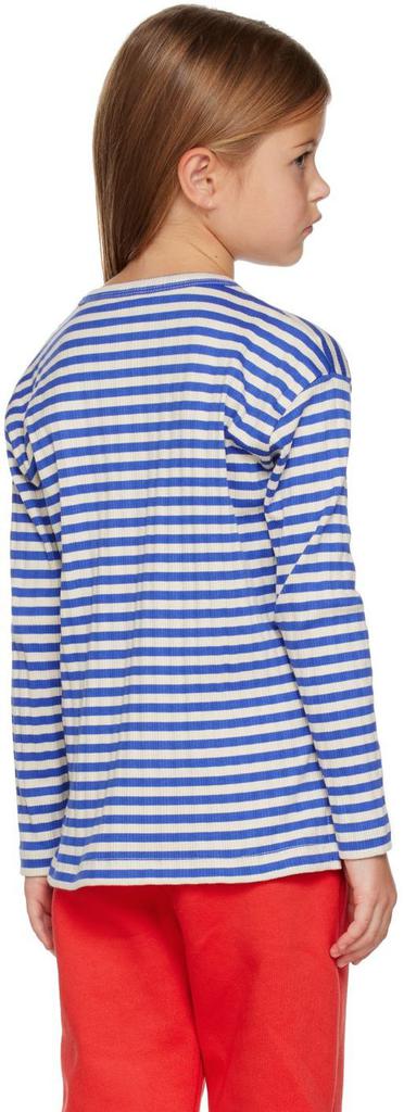 蓝色 & 灰白色条纹儿童长袖 T 恤商品第3张图片规格展示