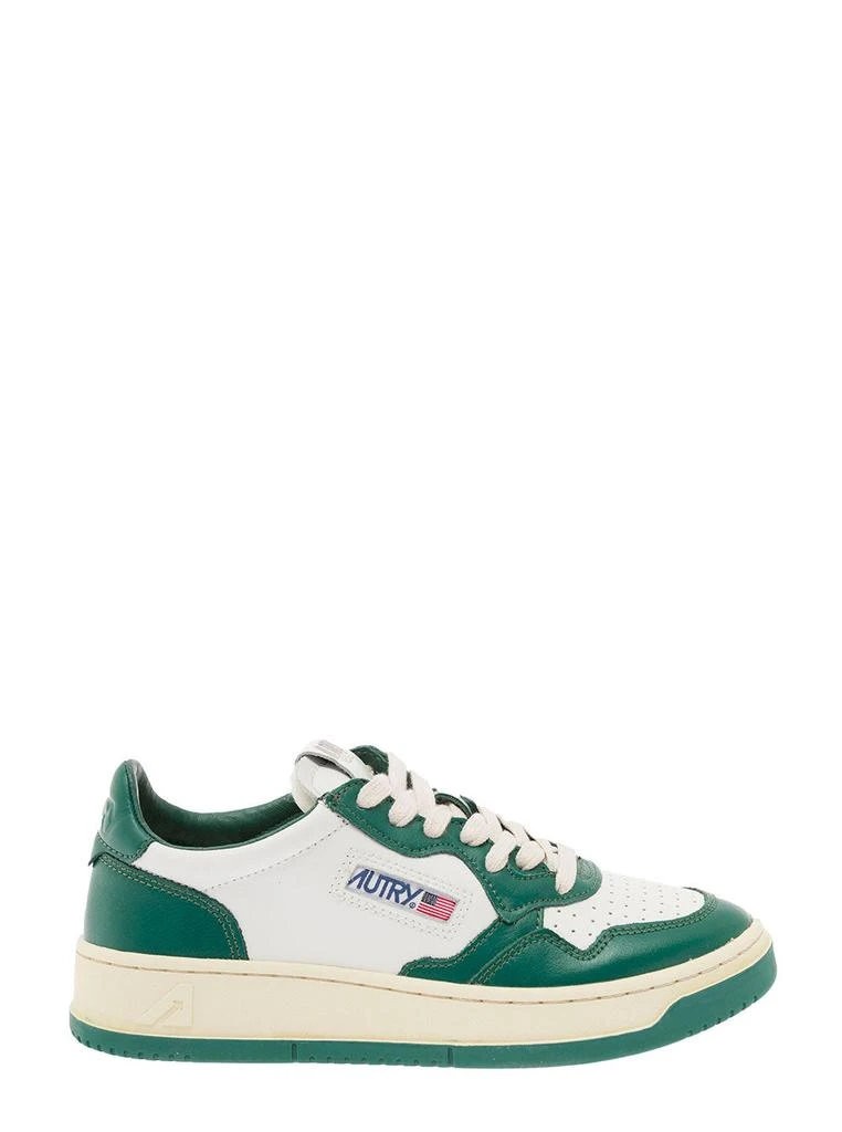 商品Autry|White and Black Low-top Sneakers in Leather Autry  Woman,价格¥1426,第1张图片