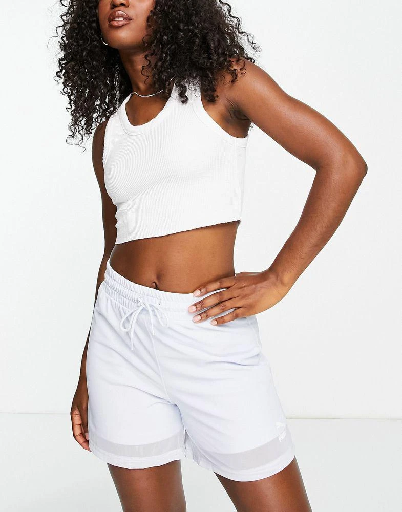 商品Puma|Puma organza mesh high waisted shorts in pale blue - exclusive to ASOS,价格¥161,第4张图片详细描述
