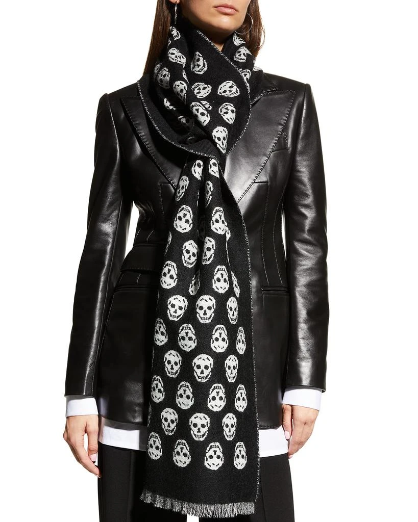 商品Alexander McQueen|Reversible Skull-Print Wool Scarf,价格¥1739,第1张图片