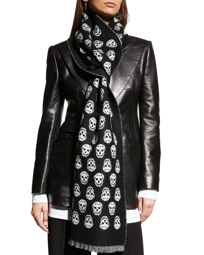 商品Alexander McQueen|Reversible Skull-Print Wool Scarf,价格¥1658,第1张图片