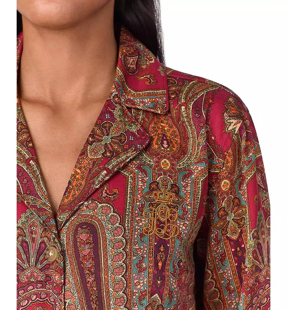 商品Ralph Lauren|Women's Long-Sleeve Paisley Pajama Set,价格¥351,第3张图片详细描述