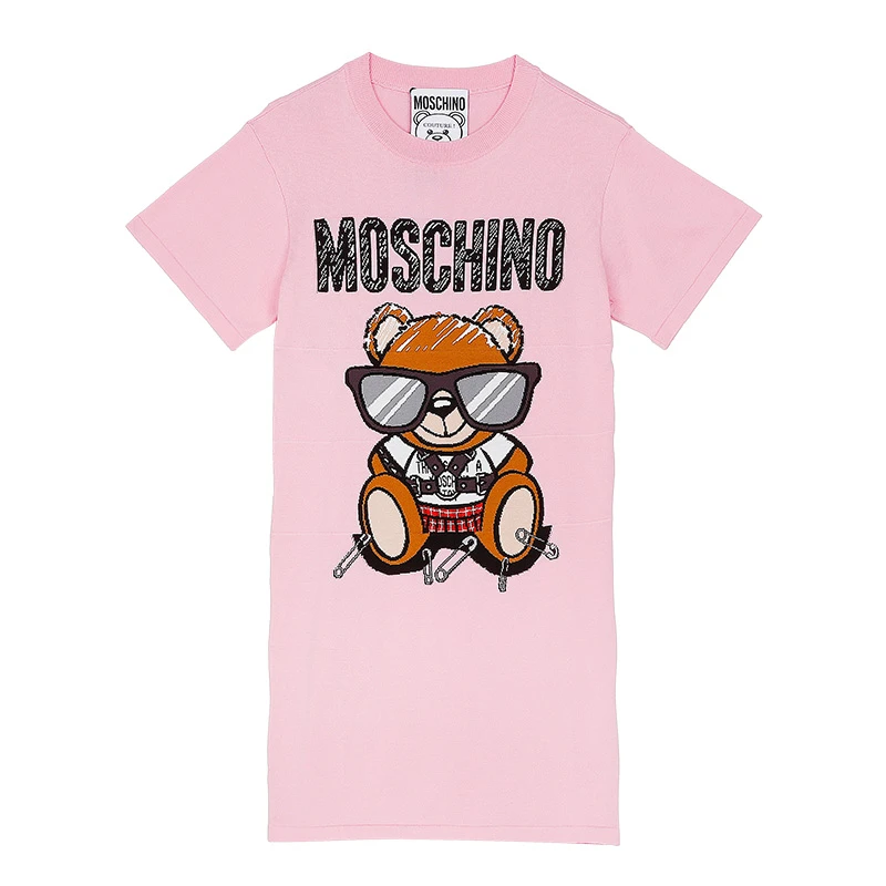 商品[国内直发] Moschino|MOSCHINO/莫斯奇诺奢侈品时尚百搭经典logo小熊春季裙子女士 Mixed Teddy Bear针织连衣裙粉色04915501 V1224（清仓特价）,价格¥2229,第1张图片