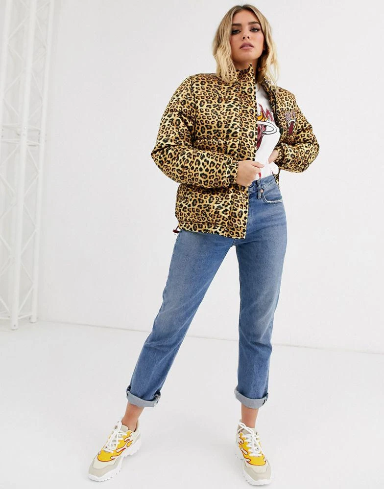 商品NBA|NBA Miami Heat logo leopard print padded jacket 女款外套,价格¥310,第4张图片详细描述