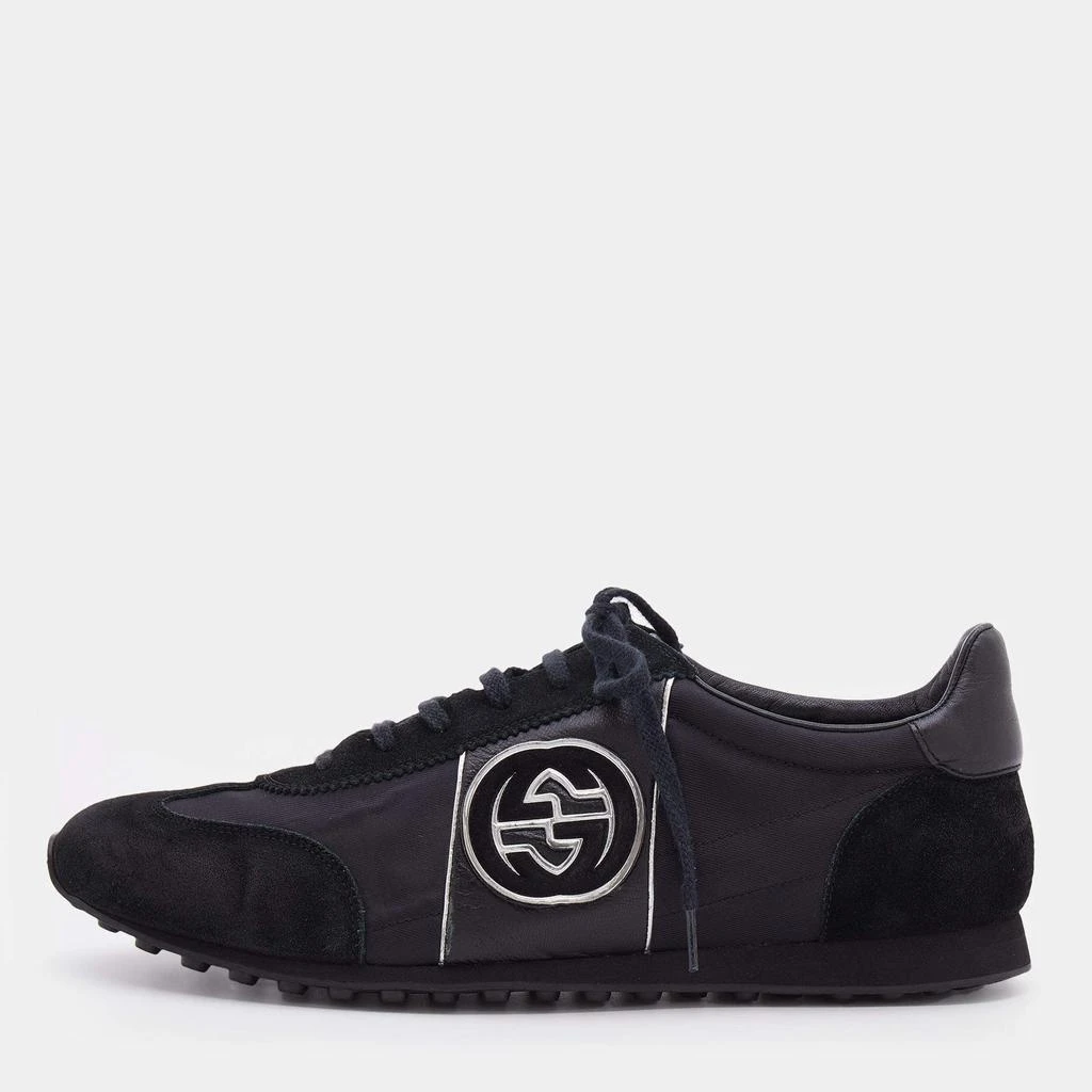 商品[二手商品] Gucci|Gucci Black Suede And Nylon GG Low Top Sneakers Size 44.5,价格¥3286,第1张图片