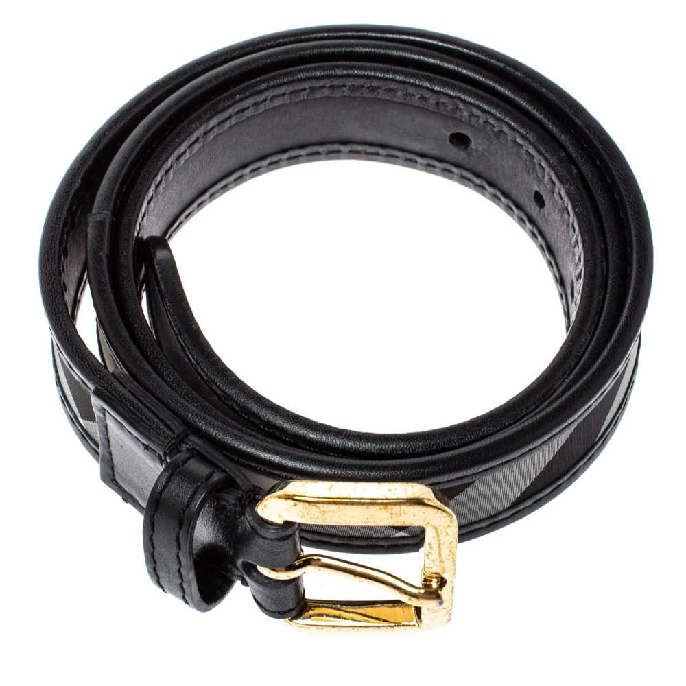 商品[二手商品] Burberry|Burberry Black Beat Check Canvas and Leather Belt 90CM,价格¥928,第3张图片详细描述