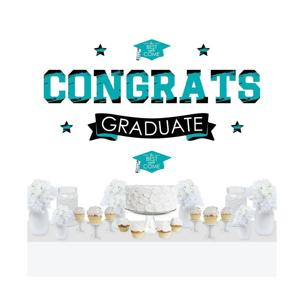 商品Big Dot of Happiness|Teal Grad Best is Yet to Come Peel & Stick Graduation Wall Decals Backdrop,价格¥261,第1张图片