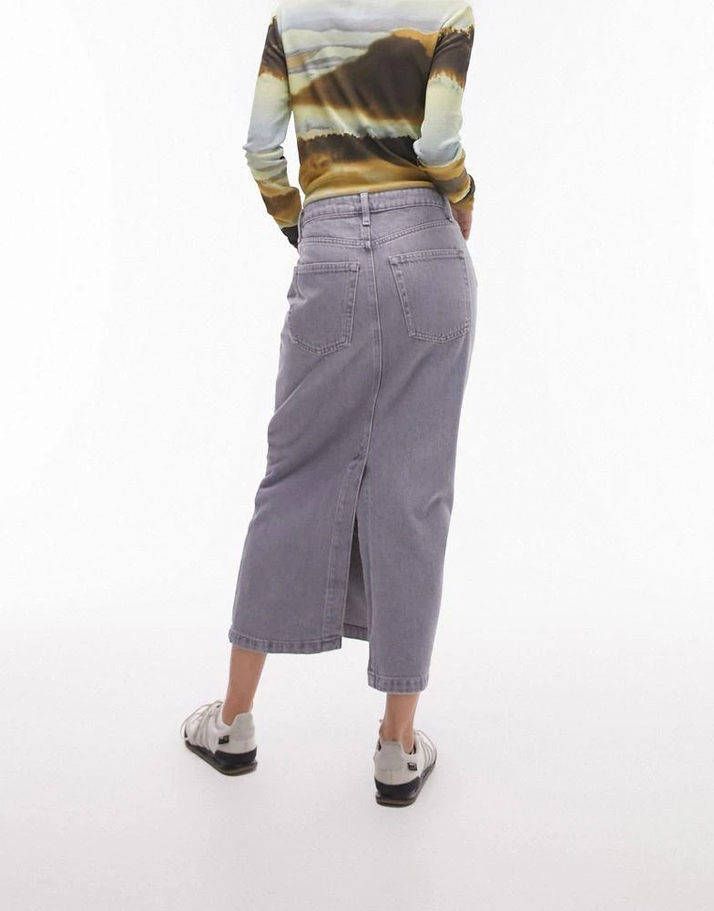 商品Topshop Petite|Topshop petite denim midi skirt in grey,价格¥176,第2张图片详细描述