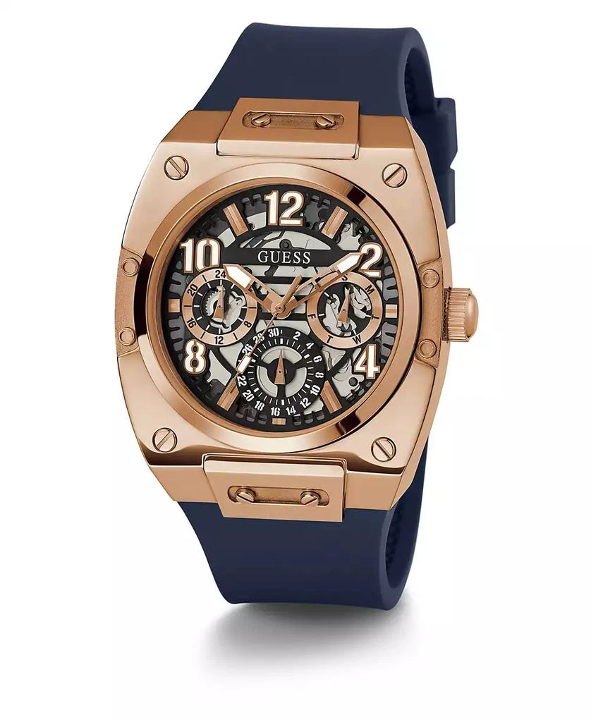 商品GUESS|Men's Multifunction Navy Silicone Watch 43mm,价格¥811,第5张图片详细描述