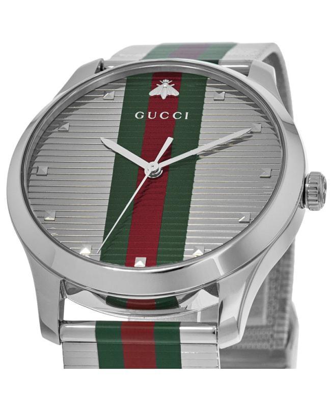 商品Gucci|Gucci G-Timeless Silver Mesh Dial Silver Mesh Strap Men's Watch YA126284,价格¥7058,第4张图片详细描述