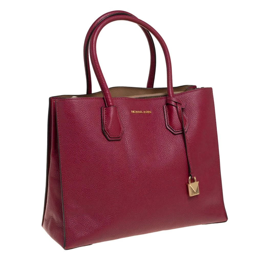 商品[二手商品] Michael Kors|Michael Kors Burgundy Grained Leather Large Mercer Tote,价格¥1965,第3张图片详细描述
