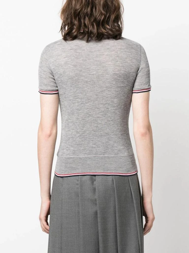 商品Thom Browne|Thom Browne Women Short Sleeve Rib Cuff Polo In Wool Rib,价格¥4882,第2张图片详细描述