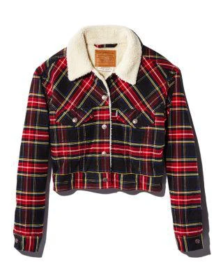 商品Levi's|Plaid Corduroy Cropped Trucker Jacket - 100% Exclusive,价格¥285,第1张图片