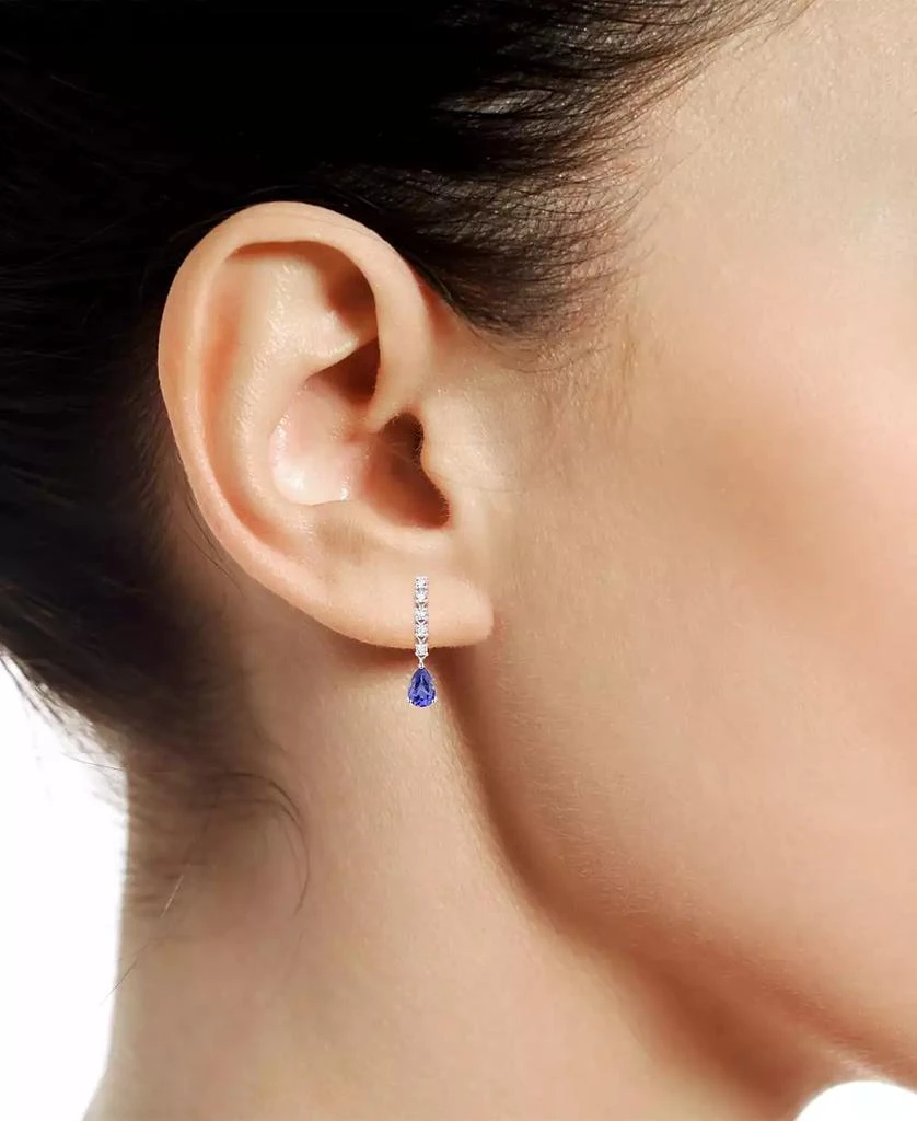 商品Macy's|Tanzanite (3/4 ct. t.w.) & Diamond (1/5 ct. t.w.) Chain Pear Drop Earrings in 14k White Gold,价格¥2749,第2张图片详细描述