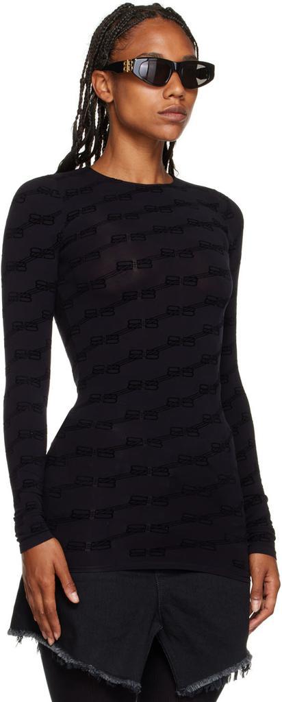 商品Balenciaga|黑色尼龙长袖 T 恤,价格¥5834,第6张图片详细描述