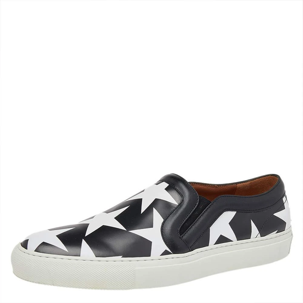 商品Givenchy|Givenchy Black/White Leather Skate Star Print Slip On Sneakers Size 41,价格¥1276,第1张图片