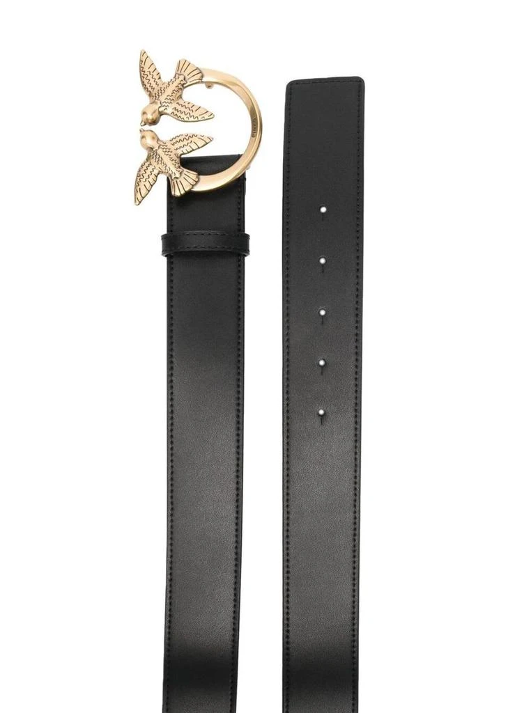 商品PINKO|Pinko Love Berry Black Leather Belt With Logo Woman,价格¥986,第2张图片详细描述