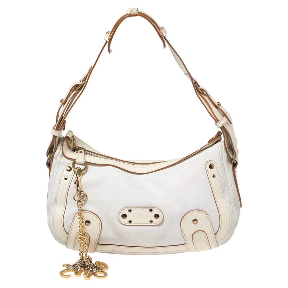 商品[二手商品] Chloé|Chloe White/Cream Leather Logo Charm Shoulder Bag,价格¥991,第1张图片