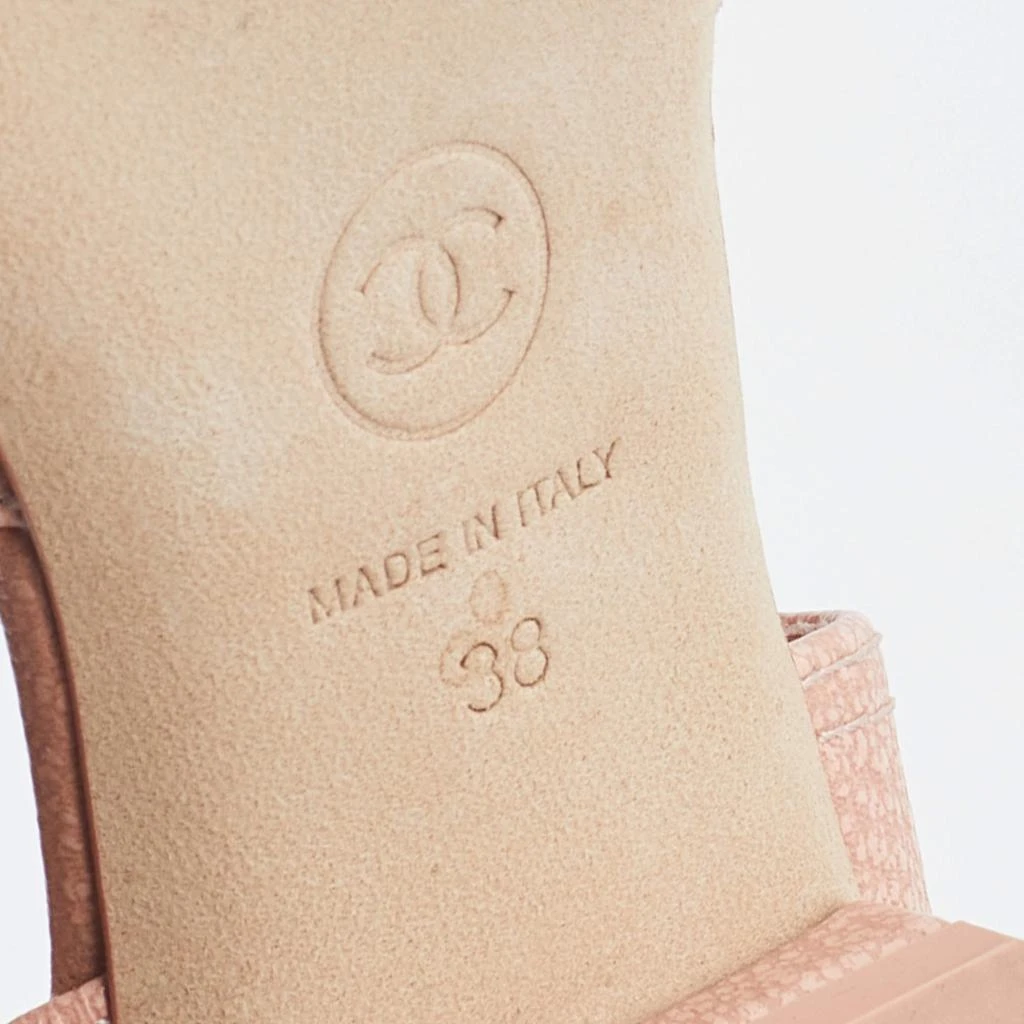Chanel Beige Leather CC Velcro Ankle Strap Flat Sandals Size 38 商品