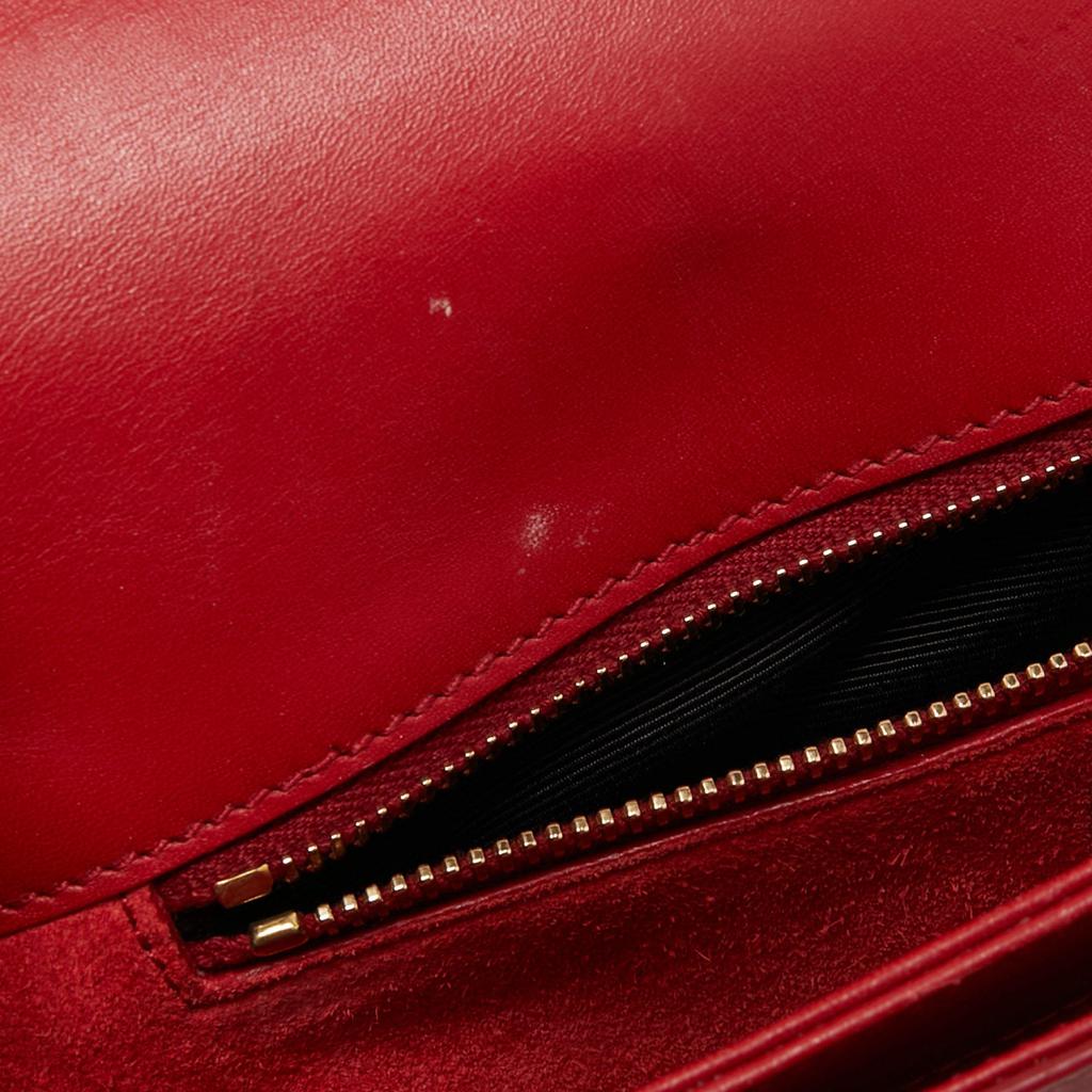 Saint Laurent Red Leather Medium Monogram Universite Shoulder Bag商品第10张图片规格展示