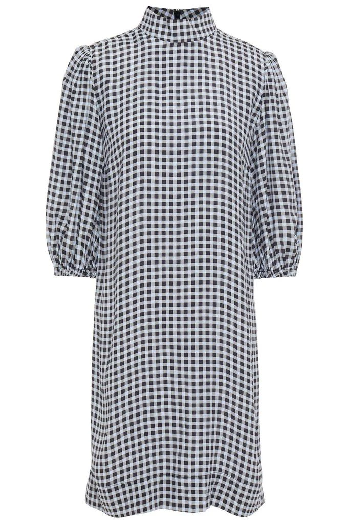商品Ganni|Gathered gingham crepe mini dress,价格¥357,第1张图片