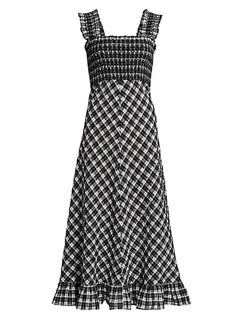 商品Ganni|Seersucker Checked Maxi Dress,价格¥855,第1张图片