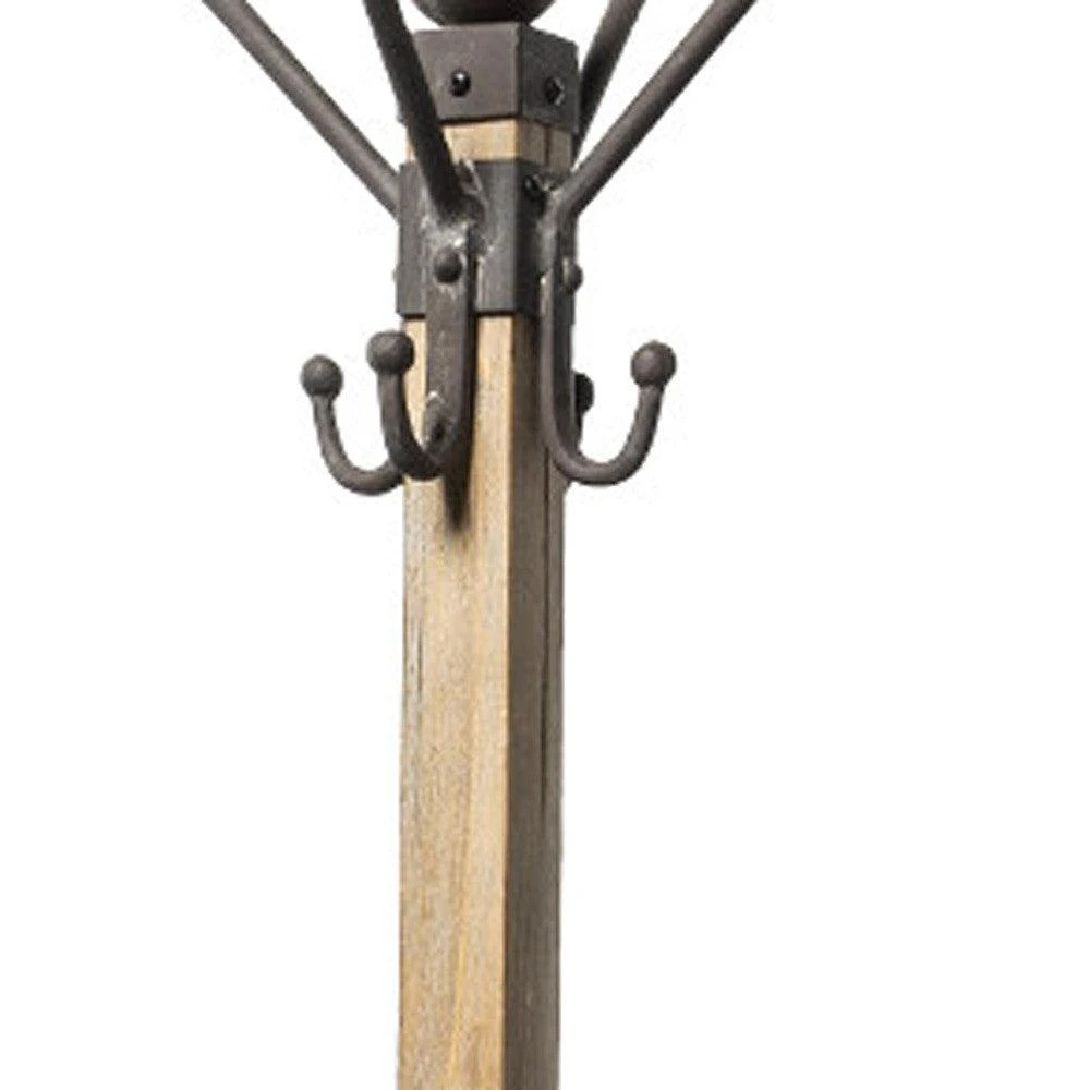 商品Homezia|Black Metal And Wooden Coat Rack With Multiple Hooks,价格¥3423,第2张图片详细描述