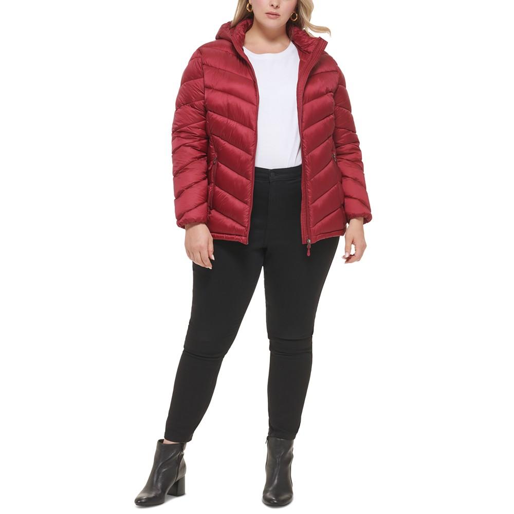 Women's Plus Size Hooded Packable Puffer Coat, Created for Macy's商品第5张图片规格展示