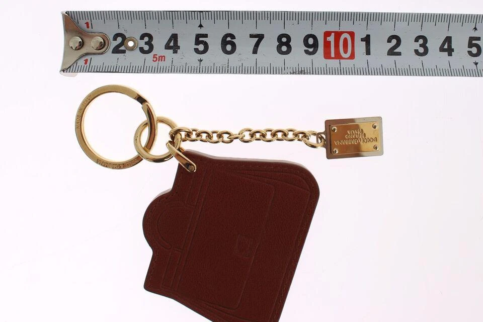 商品Dolce & Gabbana|Dolce & Gabbana Brown Leather Miss SICILY Gold Finder Chain Keychain,价格¥927,第3张图片详细描述