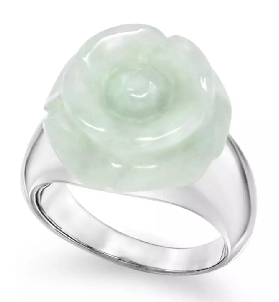 商品Macy's|Jade (16mm) Carved Flower Ring in Sterling Silver,价格¥608,第1张图片