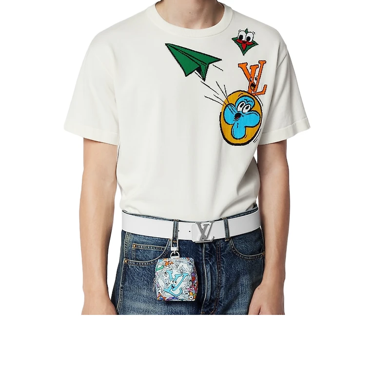 商品Louis Vuitton|【预售十天】路易威登 23新款 男士白色帆布配皮涂鸦交织字母方形钥匙包 M01049,价格¥4292,第6张图片详细描述