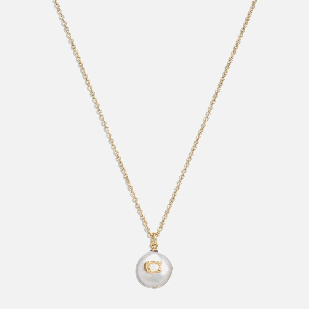 商品Coach|Coach Coin C Faux Pearl Short Pendant Necklace,价格¥721,第1张图片