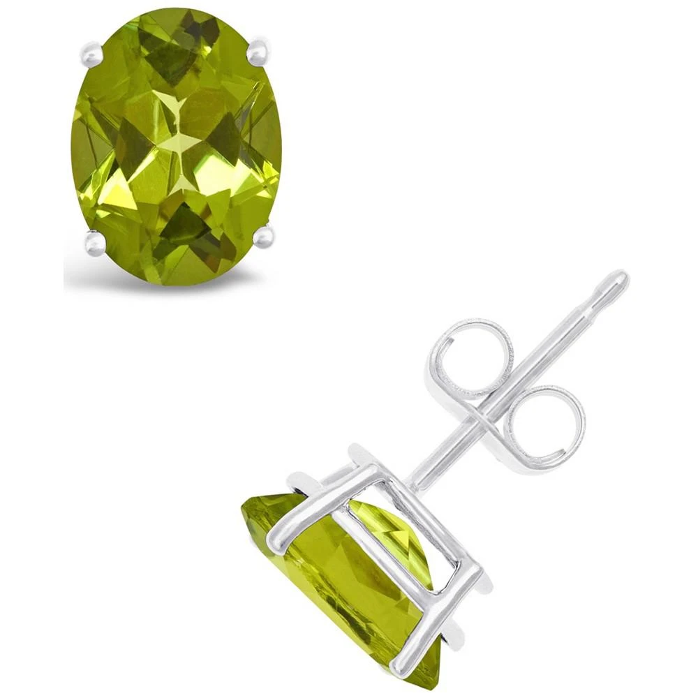 商品Macy's|Oval-cut Gemstone Stud Earrings in 14K White Gold,价格¥11194,第1张图片