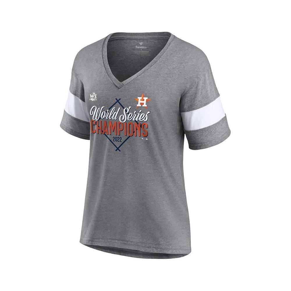 商品Fanatics|Women's Branded Heather Gray Houston Astros 2022 World Series Champions Appeal Play Tri-Blend V-Neck T-shirt,价格¥287,第6张图片详细描述