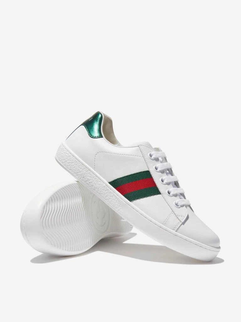 商品Gucci|Gucci Kids Leather Ace Trainers in White,价格¥2536,第2张图片详细描述