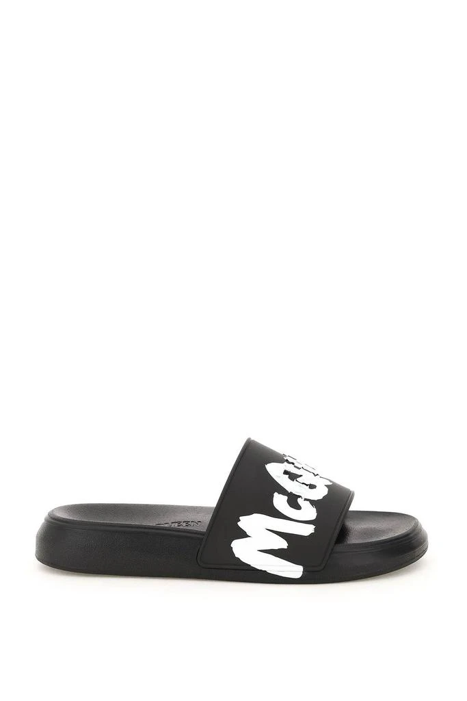 商品Alexander McQueen|'McQUEEN GRAFFITI' RUBBER SLIDERS,价格¥2164,第1张图片