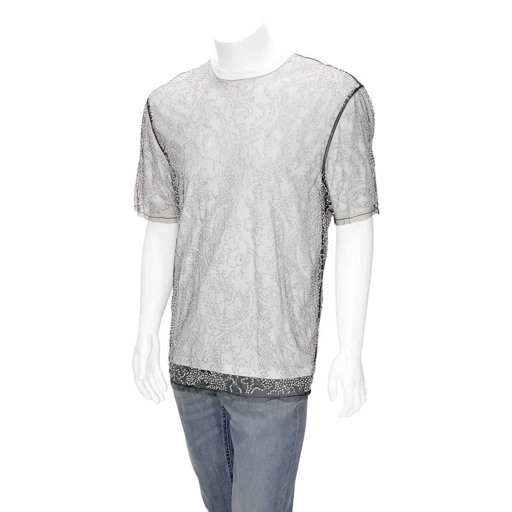 Burberry Mens Beaded Tulle And Cotton T-shirt, Size Medium商品第2张图片规格展示