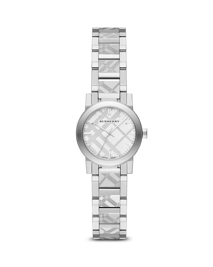 商品Burberry|Check Etched Bracelet Watch, 26mm 刻菱格女式钢腕表,价格¥3336,第1张图片