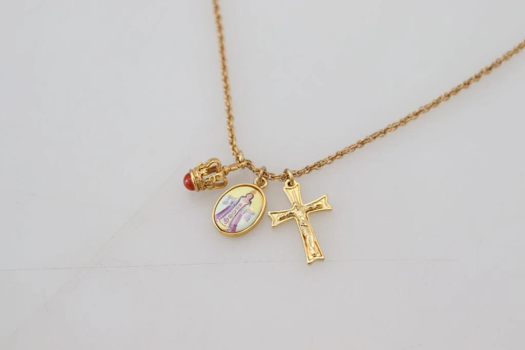 商品Dolce & Gabbana|Dolce & Gabbana Gold Brass Chain Religious Cross Pendant Charm Necklace,价格¥1760,第5张图片详细描述