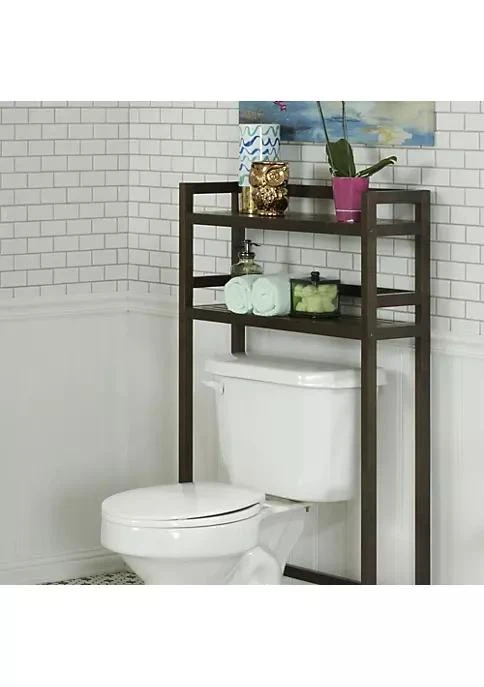 商品NewRidge Home Goods|Home Goods Modern Decorative Solid Wood Dunnsville 2 Tier Space Saver For Bathroom Extra Storage   Espresso,价格¥1093,第3张图片详细描述