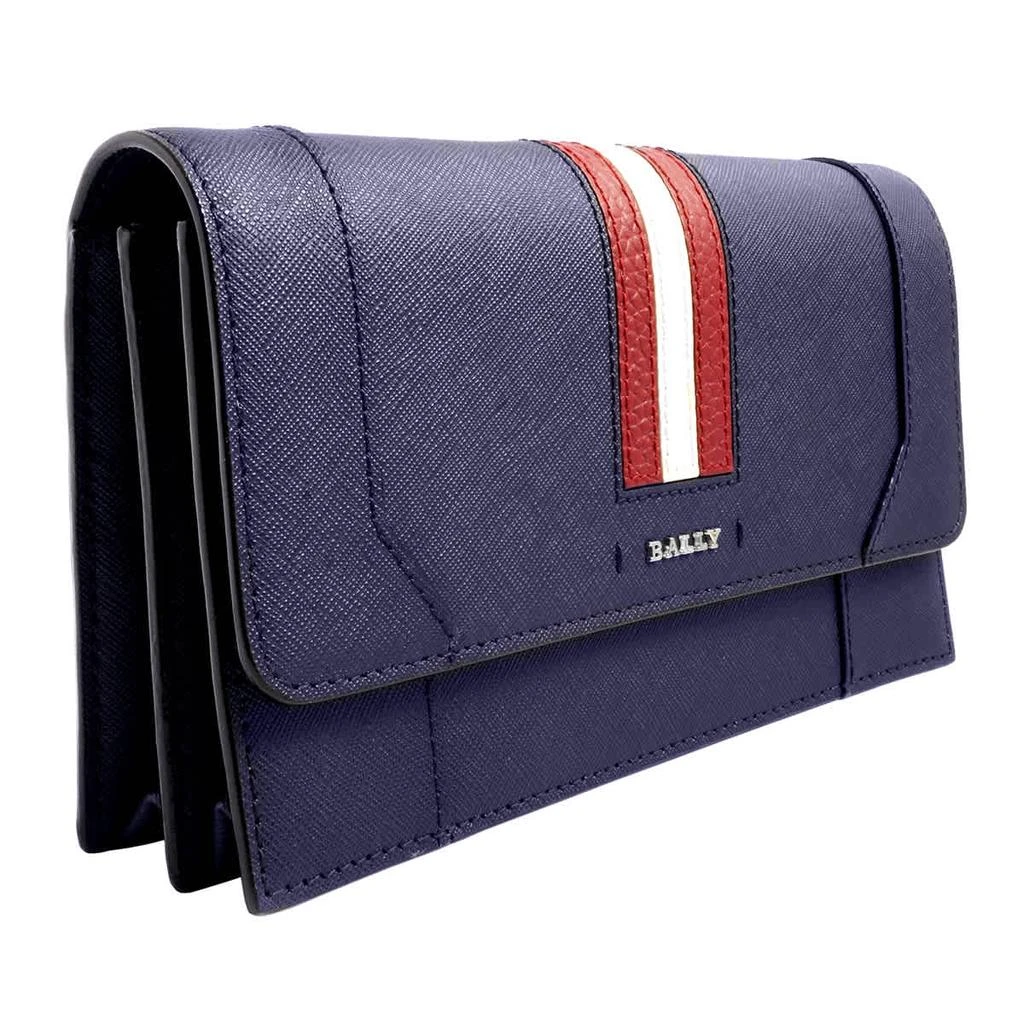 商品Bally|Bally Stafford Navy Leather Stripe Detail Wallet With Strap,价格¥1622,第3张图片详细描述
