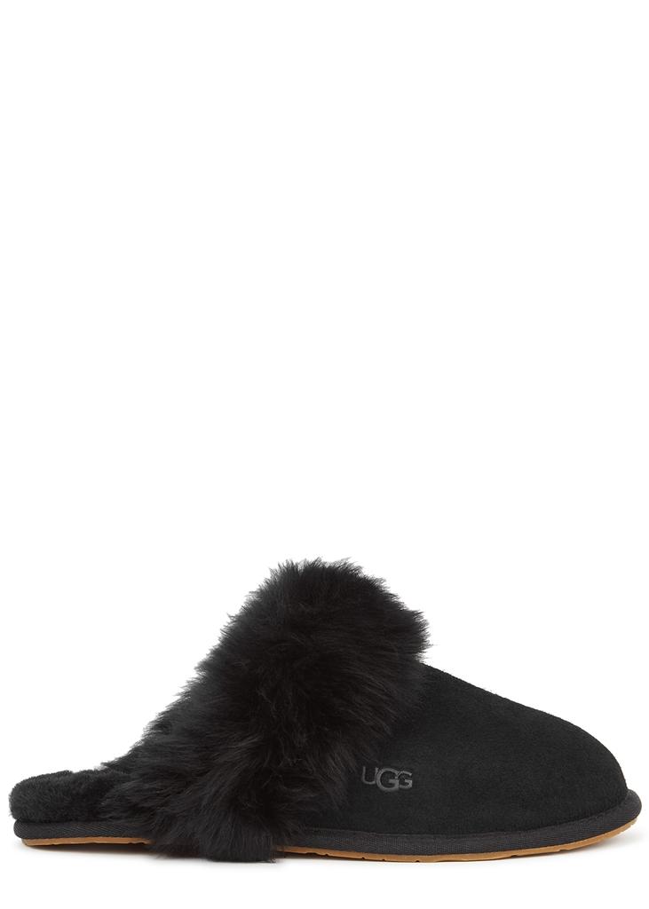 Scruff Sis shearling-trimmed suede slippers商品第1张图片规格展示